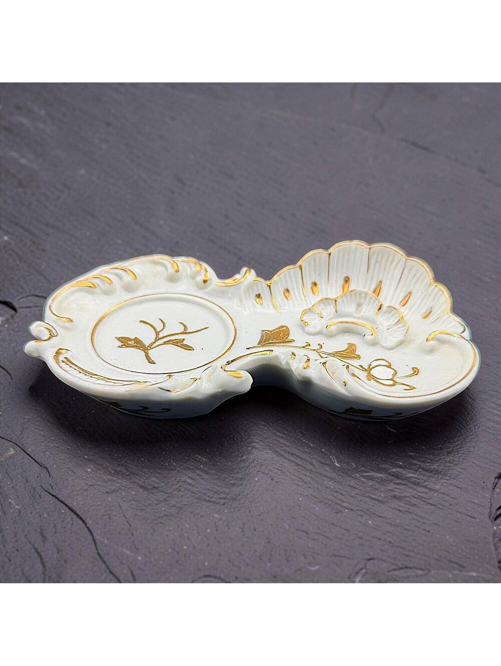 Vintage Arnart Creations Japan Porcelain Floral Ring Dish Gold Trim 7307B